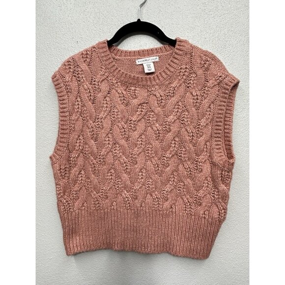 Sincerely Jules Sweater Vest Women’s XS Mauve Pink Sleeveless Cable Knit Chunky - Picture 1 of 4